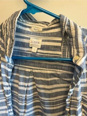 J. Crew Blue and White Striped Button-Down Shirt